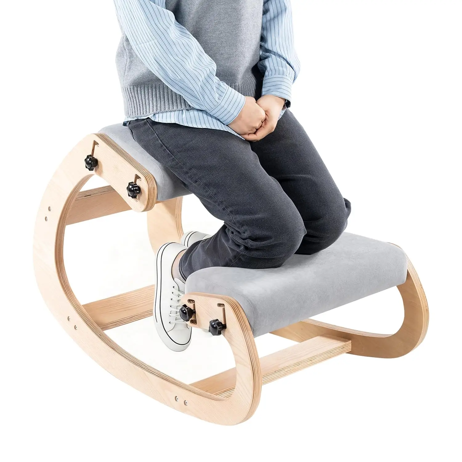 

Эргономичное офисное кресло-стул для работы на коленях, деревянное кресло для коррекции осанки, стул-качалка для йоги для снятия нагрузки с спины, на заказ