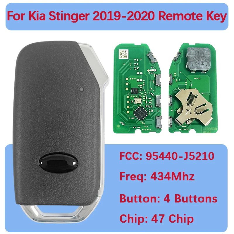 

CN051186 Aftermarket 4 Buttons Smart Remote Key FCC 95440-J5210 47 Chip 433 MHz Keyless Go For Kia Stinger 2019-2020