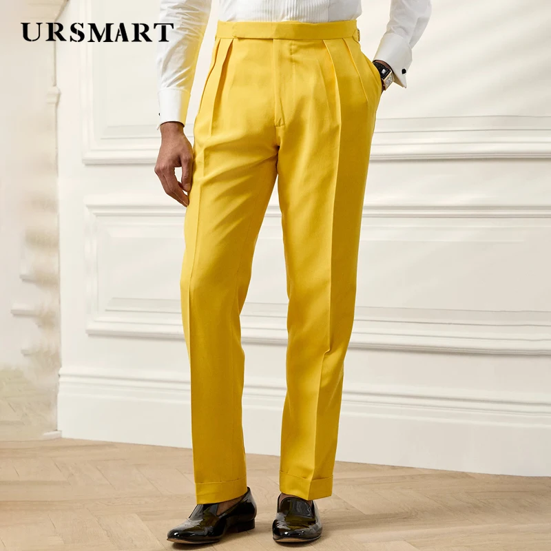 2024 Classic Yellow Men's Pants British Fashion Elegant Style Spring and Autumn New Products Customized Pants for Men