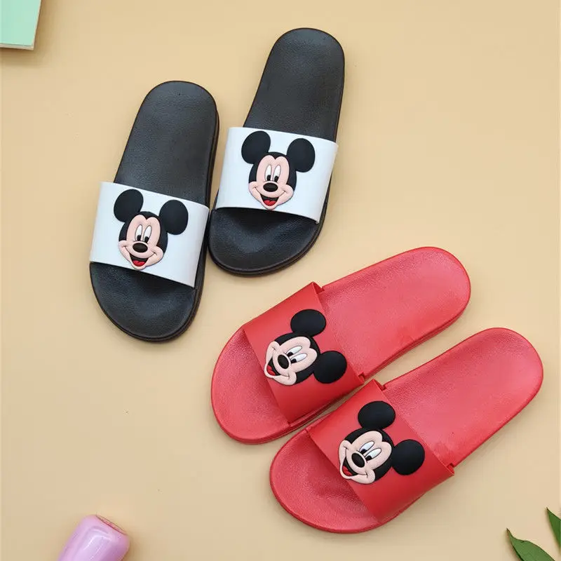 Chinelos antiderrapantes de mickey femininos, chinelos bonitos para crianças de meia-idade, interiores e exteriores, novos, verão