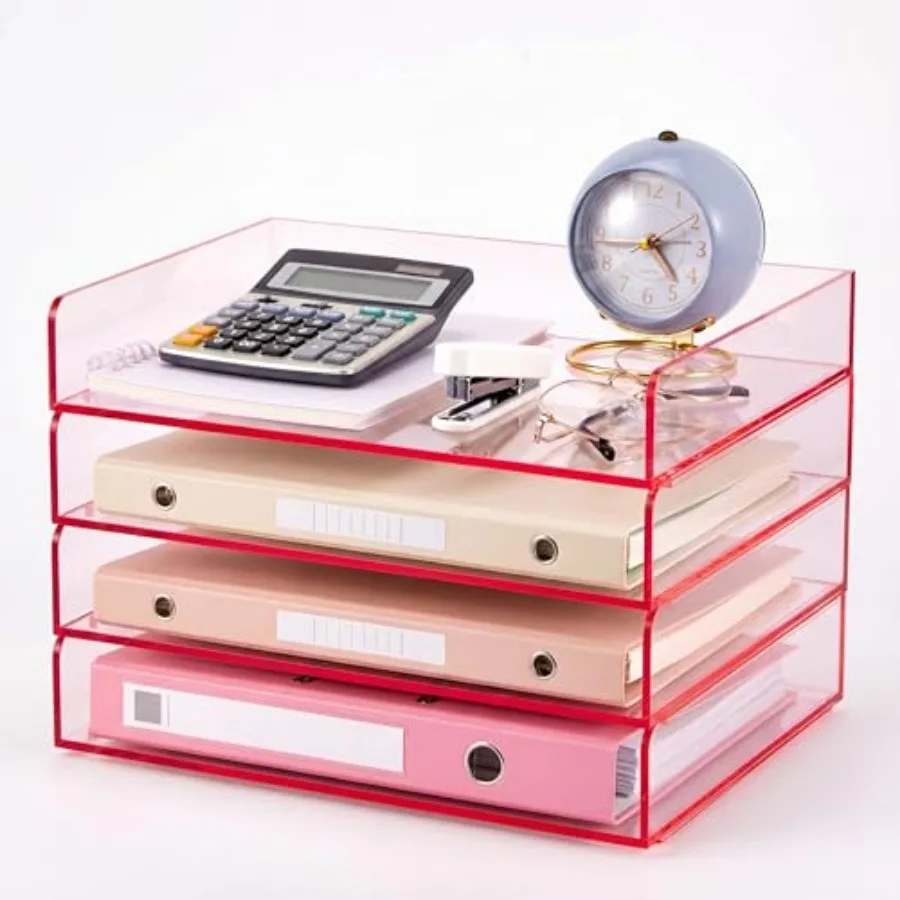 

4 Tier Paper Organizer Letter Tray Pk Acrylic Desk File Organizer Stackable Documents Letter Clear Paper Holder Sorter Office T