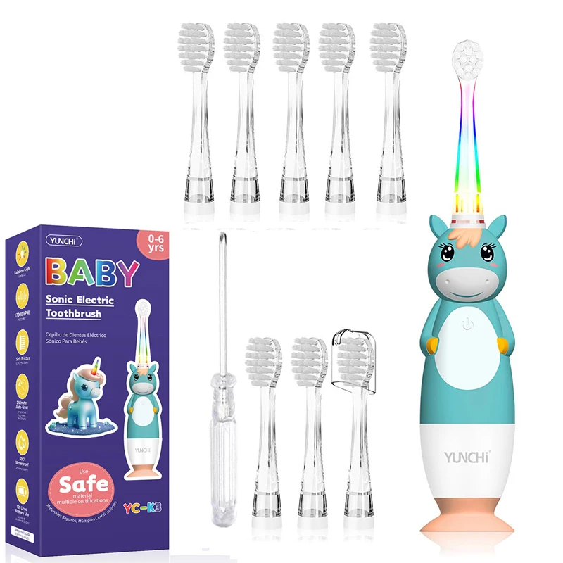 Kids Sonic Electric Toothbrush Soft Bristle Brush Gentle Clean Teeth with Smart 2 Minutes Timer Kids Brush IPX7 Waterproof