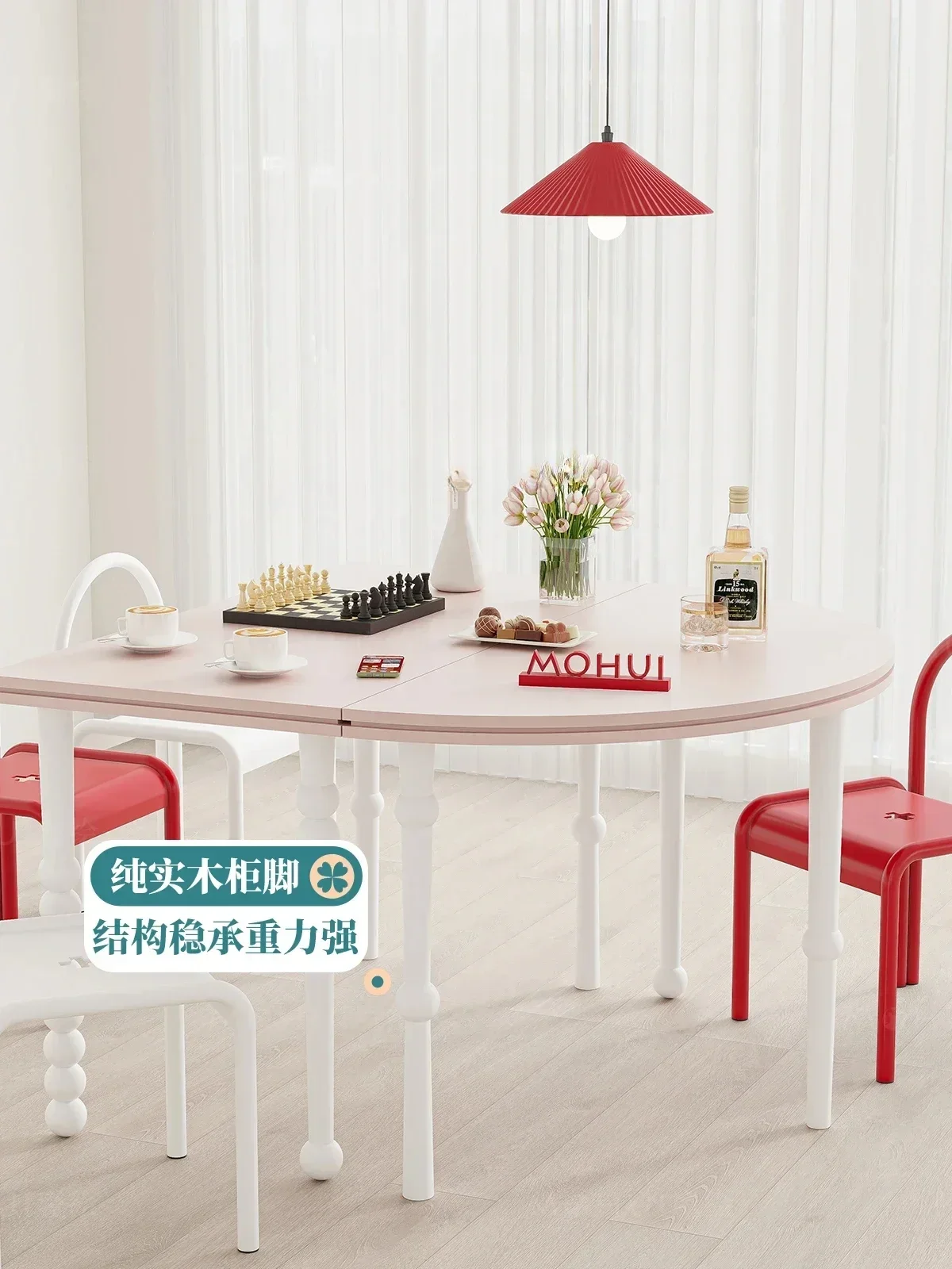 ZK guest restaurant dining table rectangular table semicircular art table dopamine furniture
