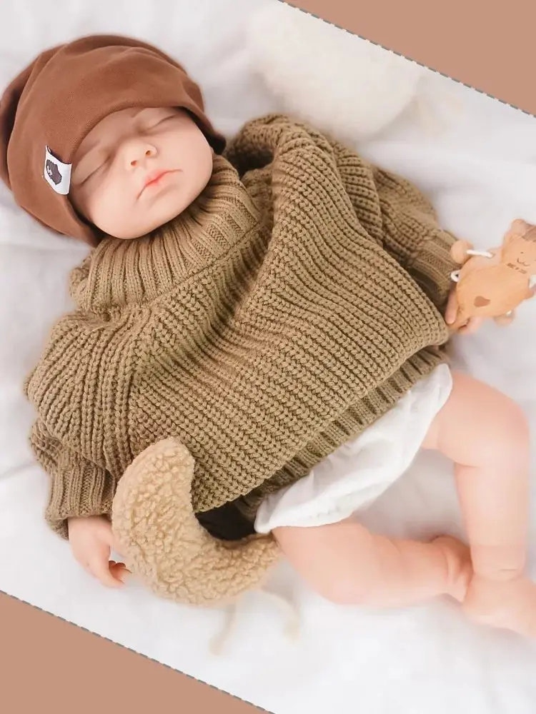 Petit Prince endormi "bébé garçon en silicone solide de 19.3 pouces, 3.45kg, poids super réel, style de couchage pour bébé garçon