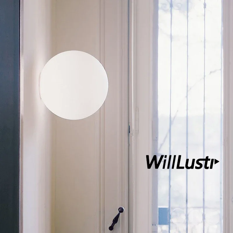 

LED Wall Lamp Globe Glass Sconce 14cm 20cm Global Milk White Round Ball Shade Dioscuri Parete Ceiling Lighting Soffitto