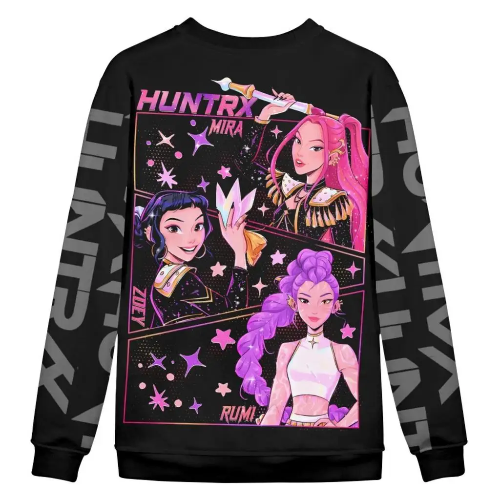 سترة مريحة بطبعة نادي Kpop Hunters Witch، نمط الخريف والشتاء للرجال والنساء والأطفال، بلوزة متعددة الاستخدامات بياقة دائرية وأكمام طويلة