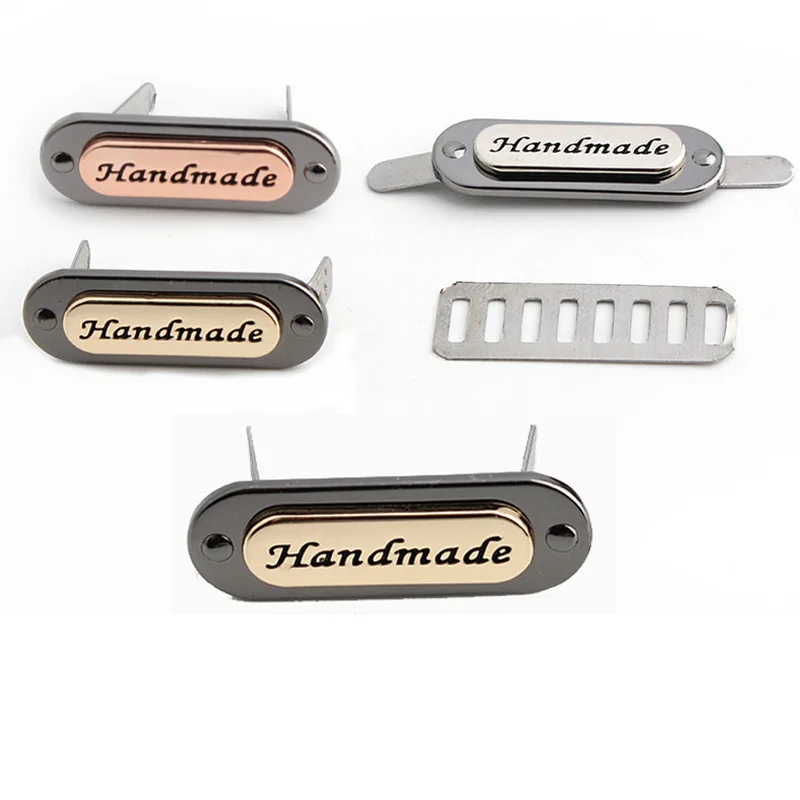 1 set of mixed 6 pieces Handmade handmade letter metal labels rectangular suitable for wallets clothing sewing hardware supplies