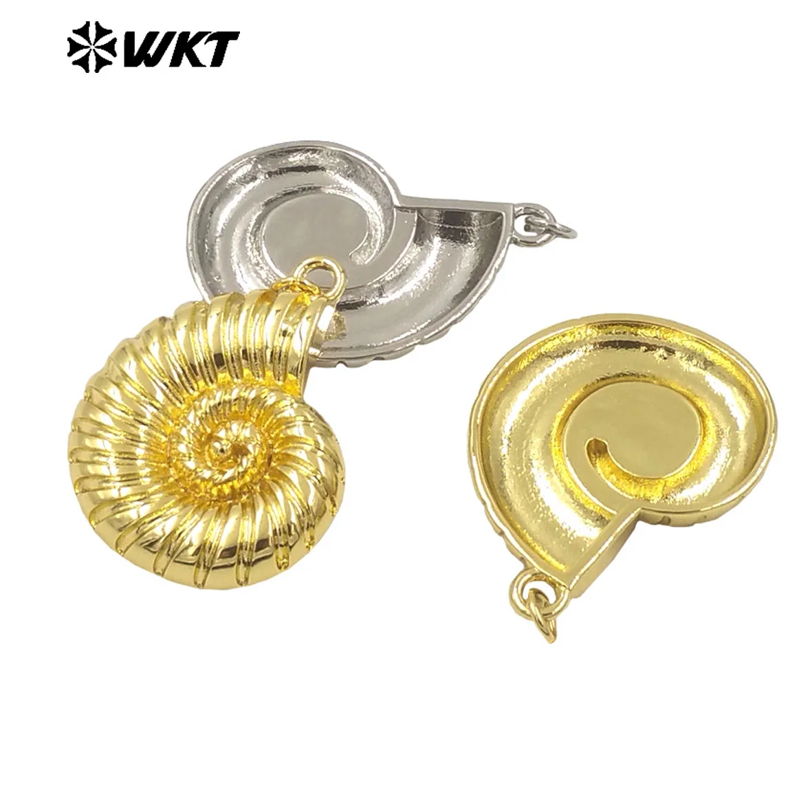 WT-MP290 Unique And Special Design Snail Shell Shape Yellow Brass&Silver Colored Jewelry Finding Crafts Accessories