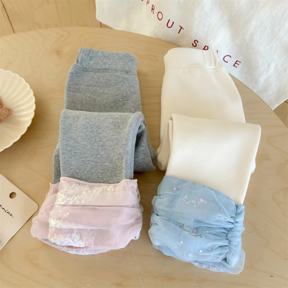 

Леггинсы для девочек, осень-зима 2025 г., детские толстые бархатные штаны для маленьких девочек, теплые брюки, детские модные хлопковые брюки, наряды 5