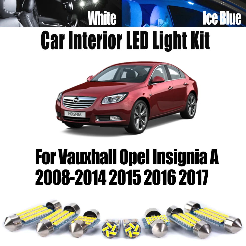 20Pcs No Error LED Interior Map Dome Door Vanity Mirror Light Kit Canbus For Vauxhall Opel Insignia A 2008-2016 2017 Car Bulbs