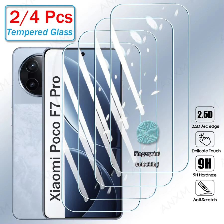 

1-3PCS Fingerprint Unlock Screen Protector Clear For Xiaomi Poco X7 Pro F7 Ultra Anti-Shatter For Xiaomi Poco F7 Tempered Glass