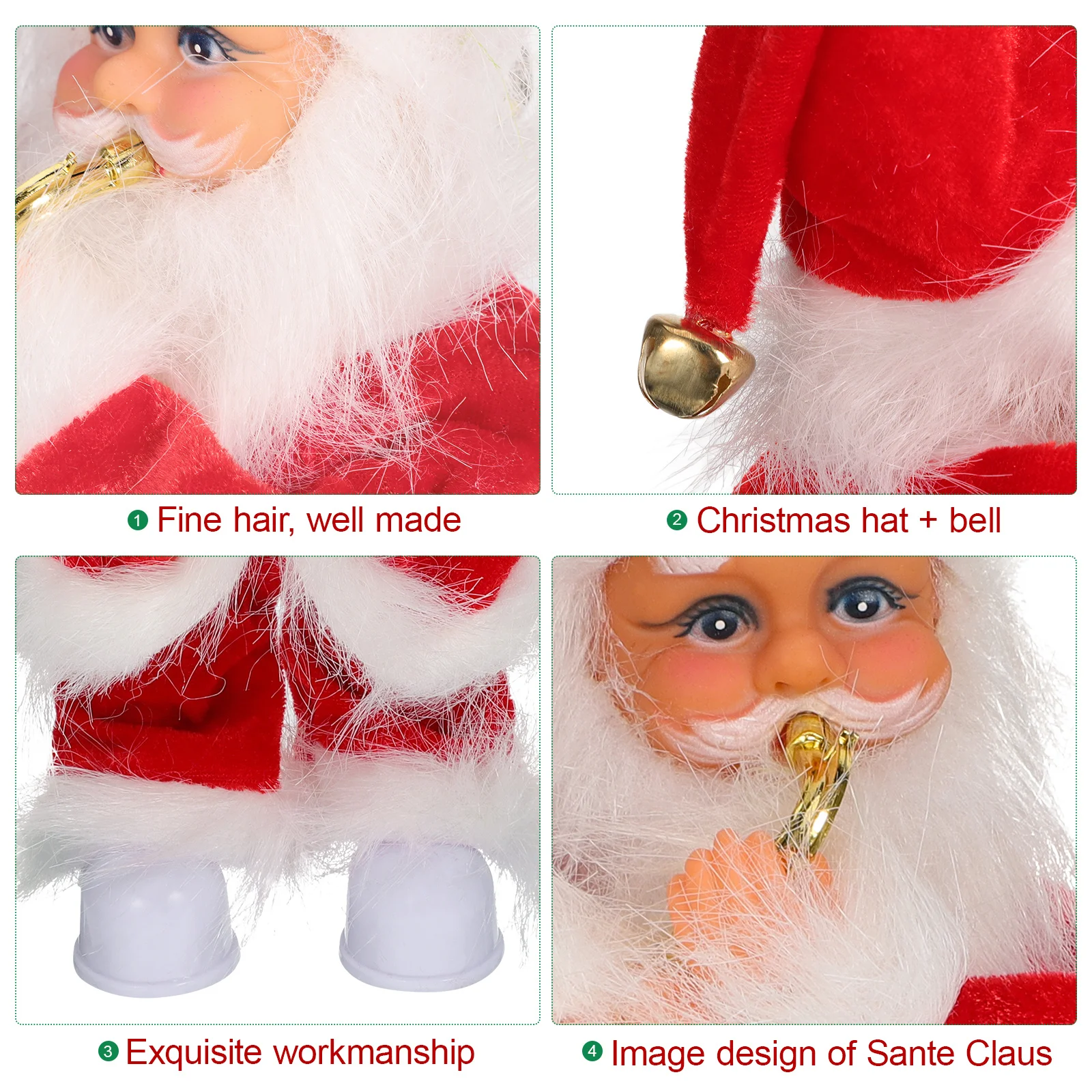 تعمل بالطاقة سانتا كلوز يلعبون موسيقى الساكسفون والرقص والغناء وعطلة عيد الميلاد الديكور تتحرك الشكل للداخلية