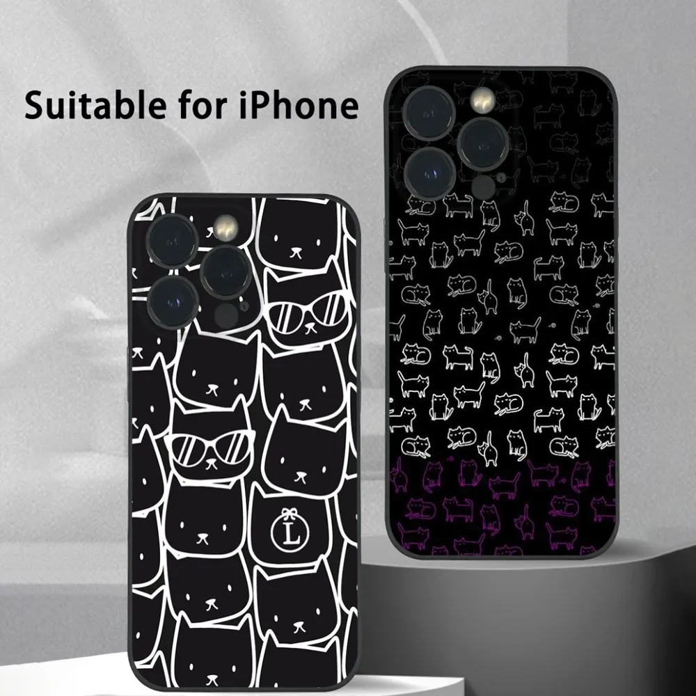 Cute Stacking cat Phone Case For iPhone 15 14 13 12 11 Pro Xs Max Mini XR X 78 Plus Shockproof Soft Bumper Cover