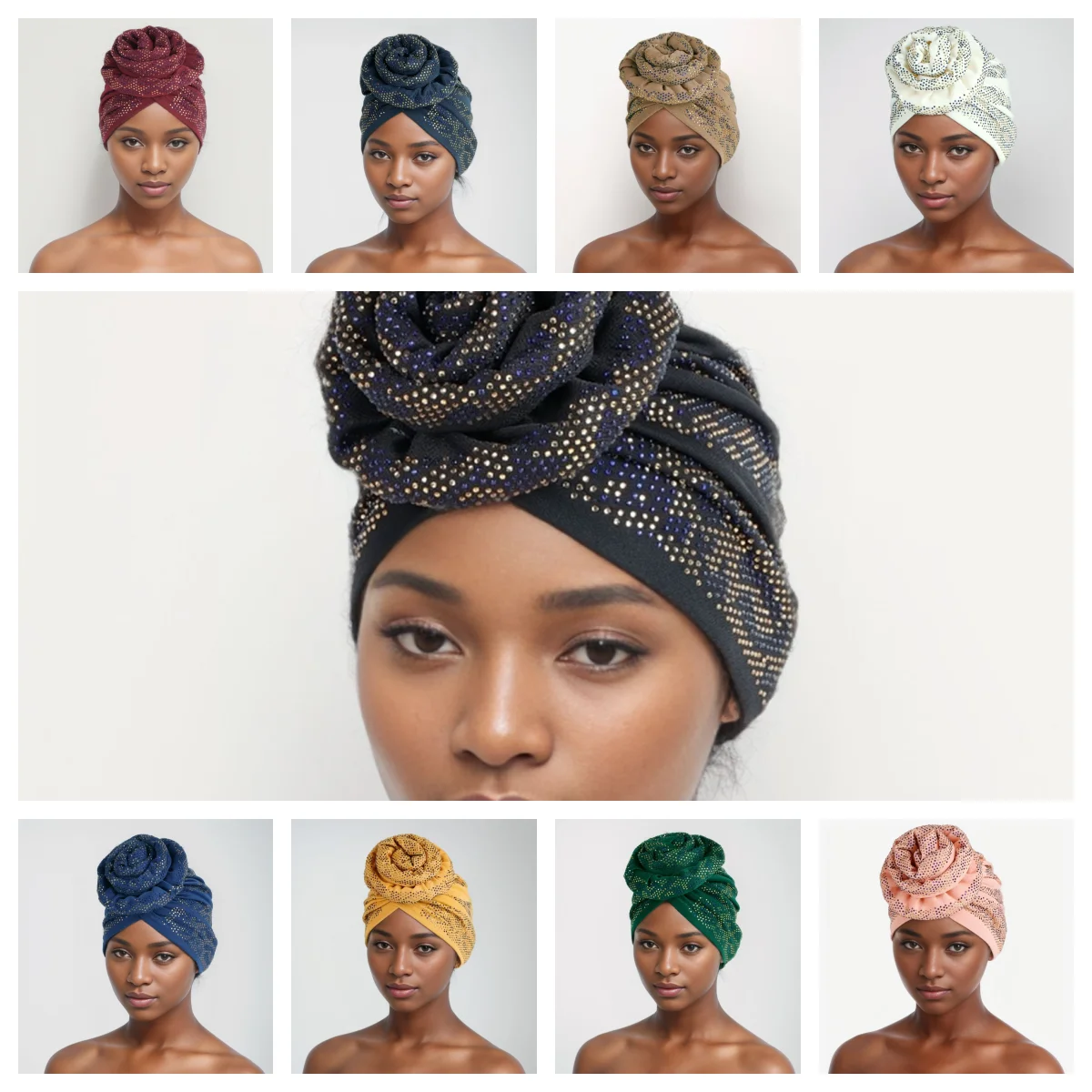 New Style Diamonds Turban Cap Women's Fashion Head Wraps Bonnet Muslim Under Scarf Hat African Wrap Head Caps Turbante Mujer