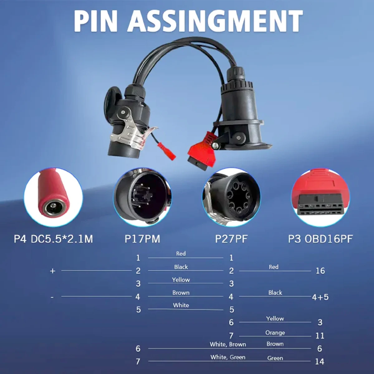 لمقطورة ISO 7638 ABS EBS Obd محول التشخيص لـ Autocom/Autel/LUANCH الماسح الضوئي لشاحنة Bosch/Wabco كابل التشخيص Obd2 #5