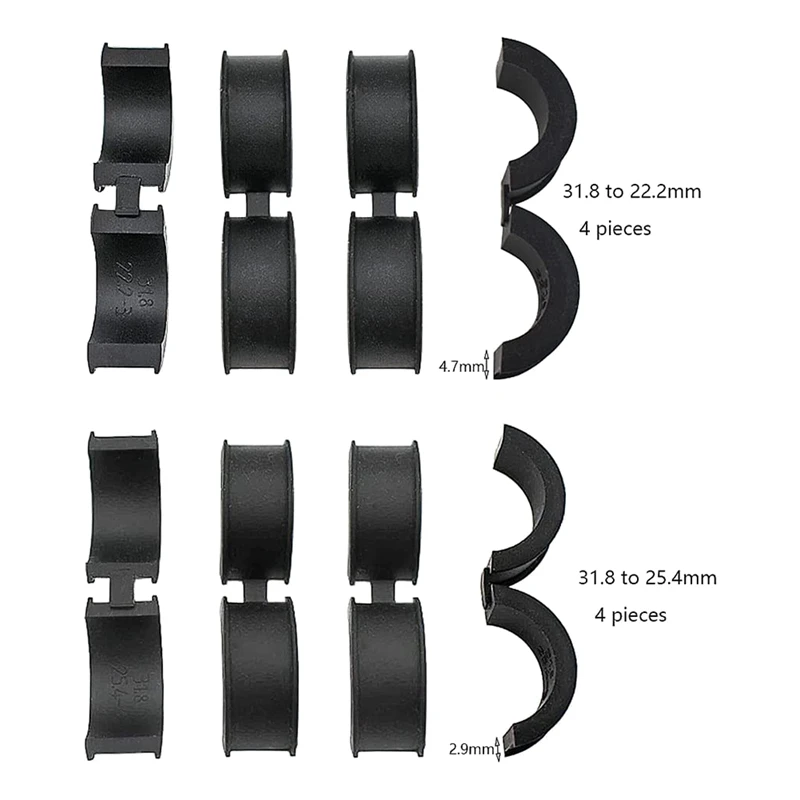 自転車ハンドルバーシリコンガスケット,アダプター部品,31.8〜25.4 22.2, 8個