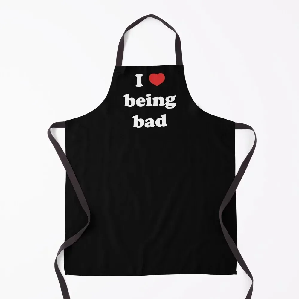 

I Love Being Bad With Red Heart Apron women's kitchens useful gadgets for home waiter waterproof for women Apron