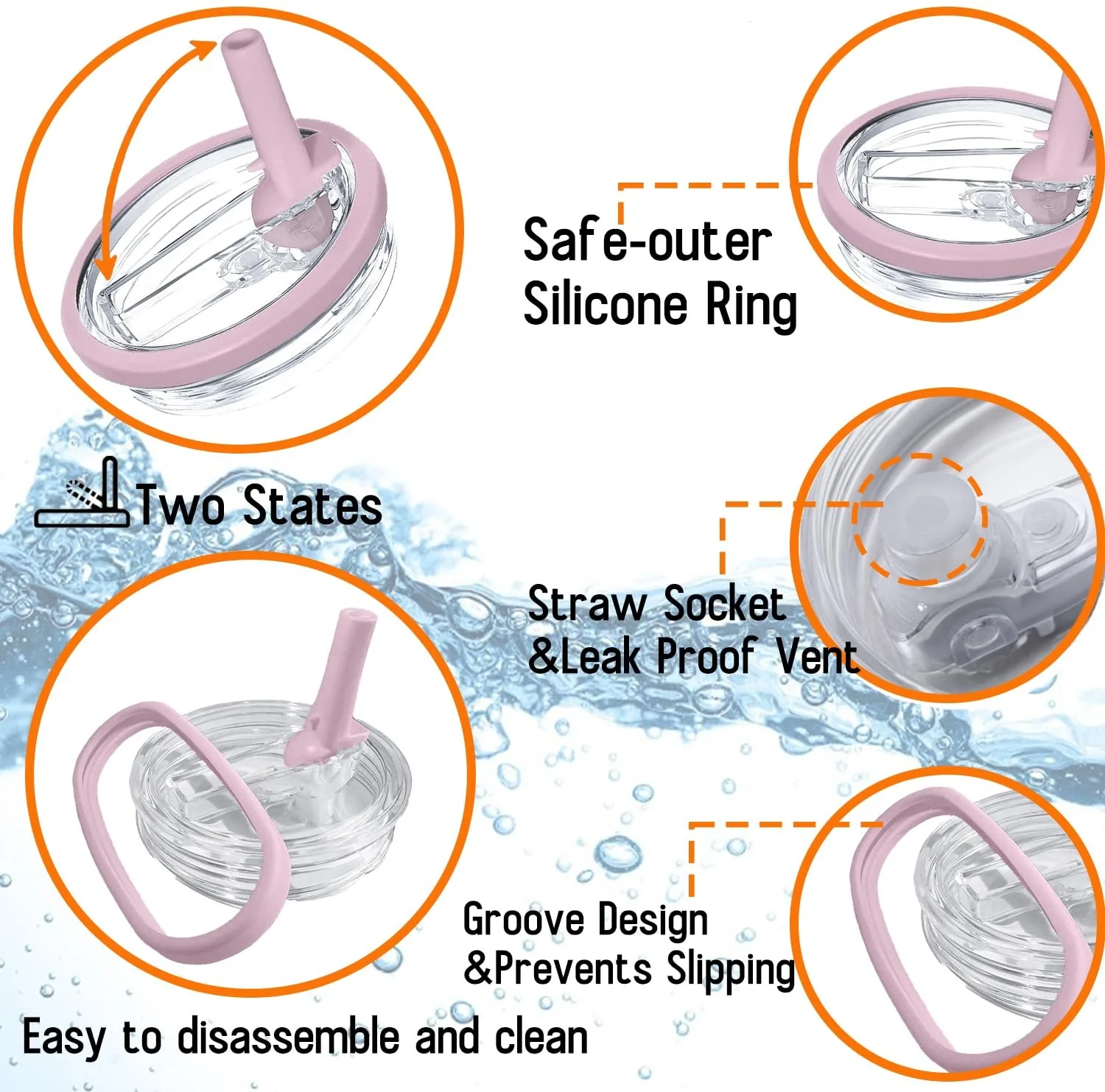 1-2pcs 30oz Leakproof with Flip Straw Lid for Stanley Cup Accessories Replacement for Stanley Quencher H2.0 30oz Tumbler view 5