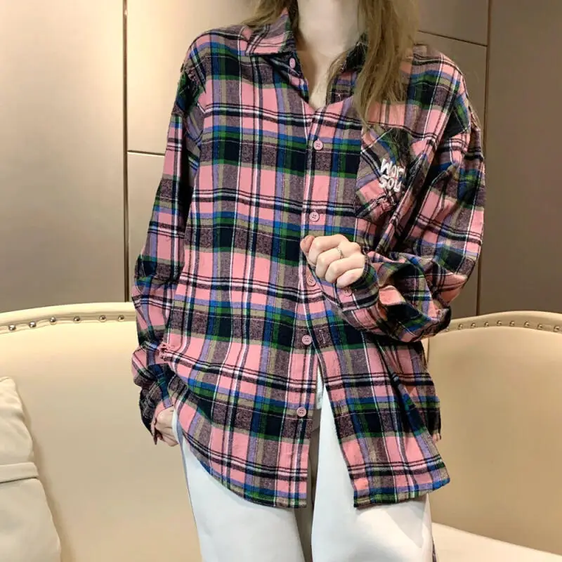 

Korean Style Embroidery Stripe Shirt Coat Cotton Linen Women Spring Summer Loose Casual Sun Protection Long Sleeve Shirt