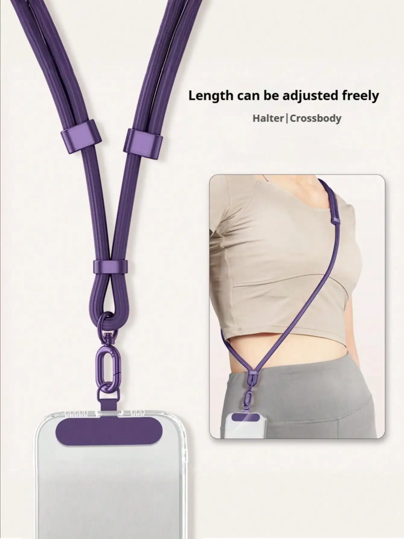 

Adjustable Anti-Theft Phone Lanyard, Can Be Worn Diagonally, New Style Smart Phone Wrist Strap Accessory, Anti-Lost Anti-Drop Polyester Braided Phone Strap, High-End Phone Decoration, Purple/Black, Sturdy And Durable Metal Keychain Pendant, Frees Up Hands