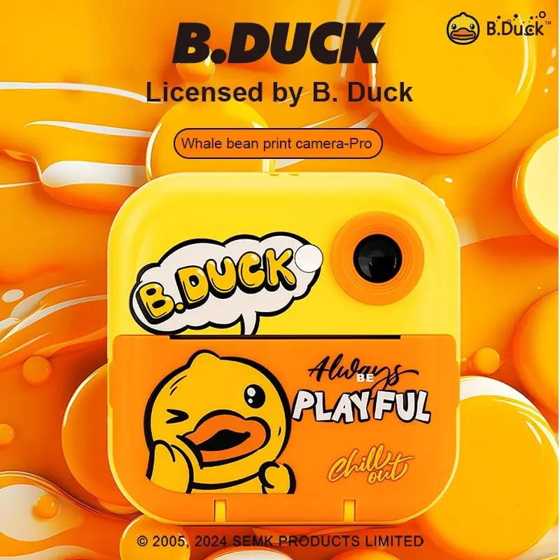 B.Duck Instant Print Camera-Pro Kid's Camera Mini Thermal Printing Camera No Ink Required 2.4 Inch Color Screen Camera Girl Gift