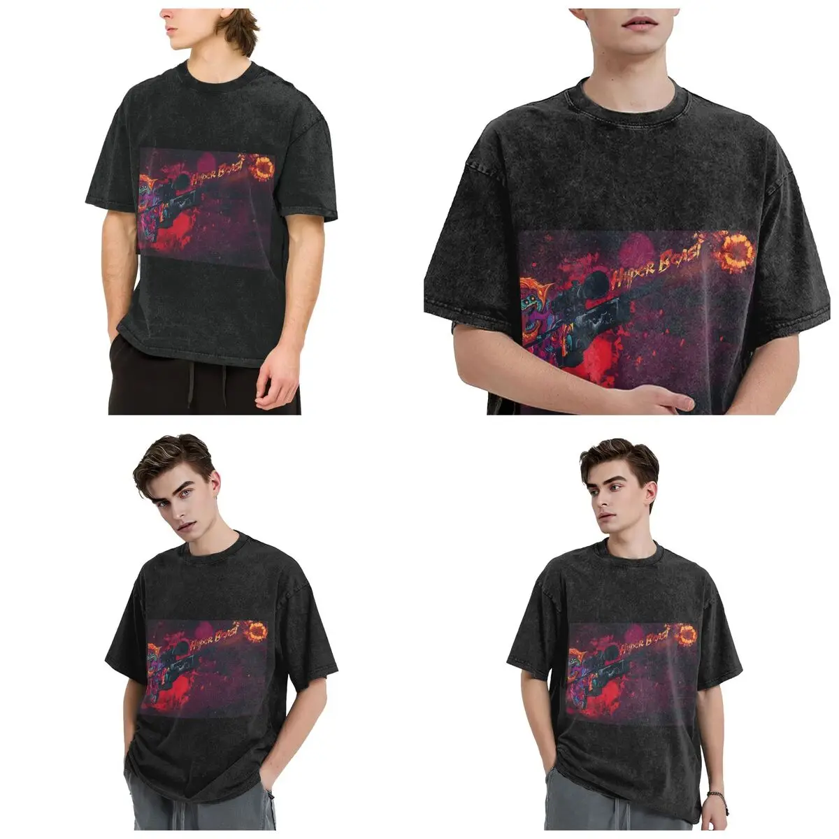 Hyper Beast Cover Photo Hip Hop Short Sleeve T-Shirts Washed Tops Tees Streetwear T Shirt Oversized for Men woman