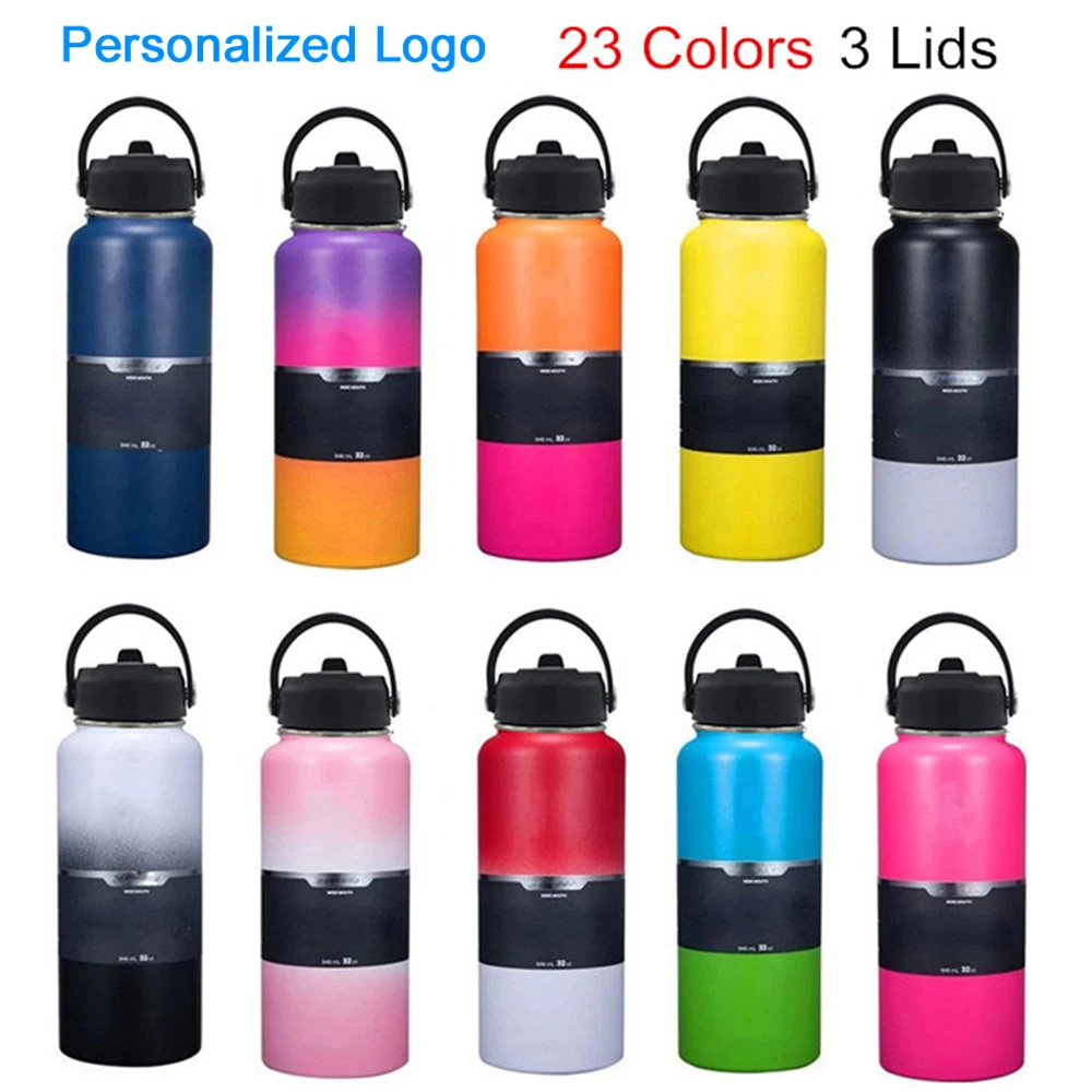 Personalized 18oz 32oz 40oz Thermal Water Bottle With Straw Lid Stainless Steel Vacuum Insulated Hydroes Thermos Flask for Sport