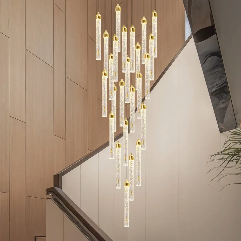 

Modern Ceiling Chandelier Luxury Staircase Crystal Chandeliers Duplex Attic Villa Living Room Pendant Lights Home Decor Lighting