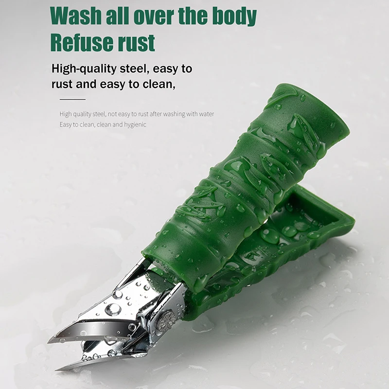 Cortauñas duradero con borde inclinado, cortauñas de gran apertura a prueba de salpicaduras, alicates para uñas, herramientas de manicura para el hogar con forma de bambú verde