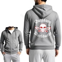 Hoodies Street Wear Solid Color Hoodies Outlaws Mc Worldwide Skull Crossbones Graphic Classic Hoodies Anime Jacket Oversized