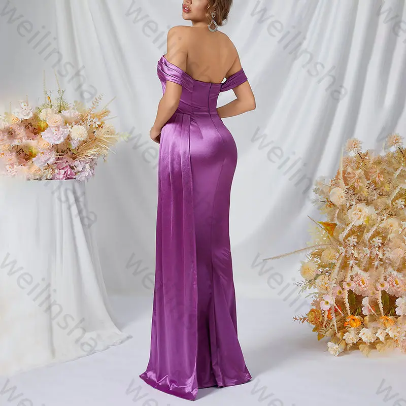 Elegante fora do ombro mangas curtas vestidos de noite sem costas vestido de celebridade requintado alta qualidade vestidos de festa de baile personalizado