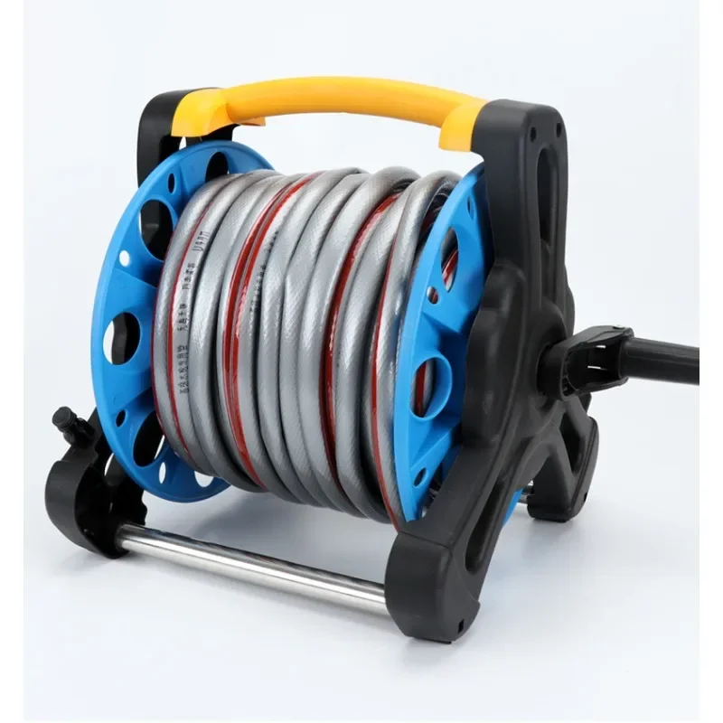 Portable Garden Hose Reel Manual Crank Hand Carry Water Pipe Holder For Home Lawn Watering Car Wash Anti-Kink Hose Organizer