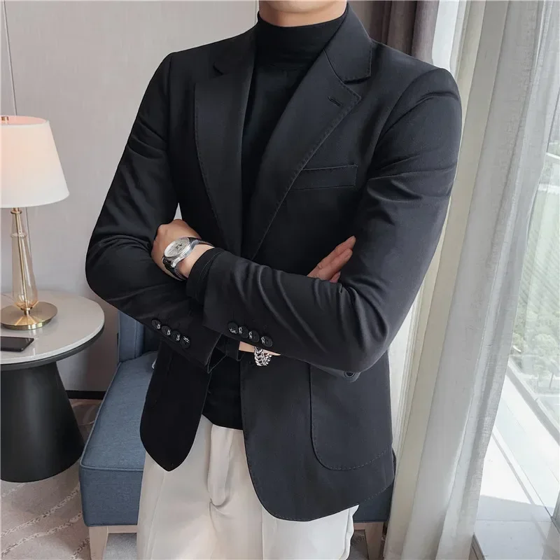 Fashion Boutique Men\'s Business Casual Blazer Slim Fit Jacket Black White Party Dress Wedding Suit Top M-3XL