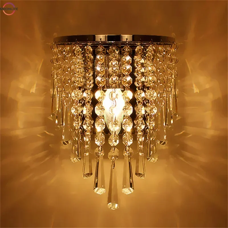 Bedside Crystal Wall Lamp Modern Minimalist Bedroom Single Head Bedside Crystal Wall Lamp / 110V 220V Aisle Wall Lamp