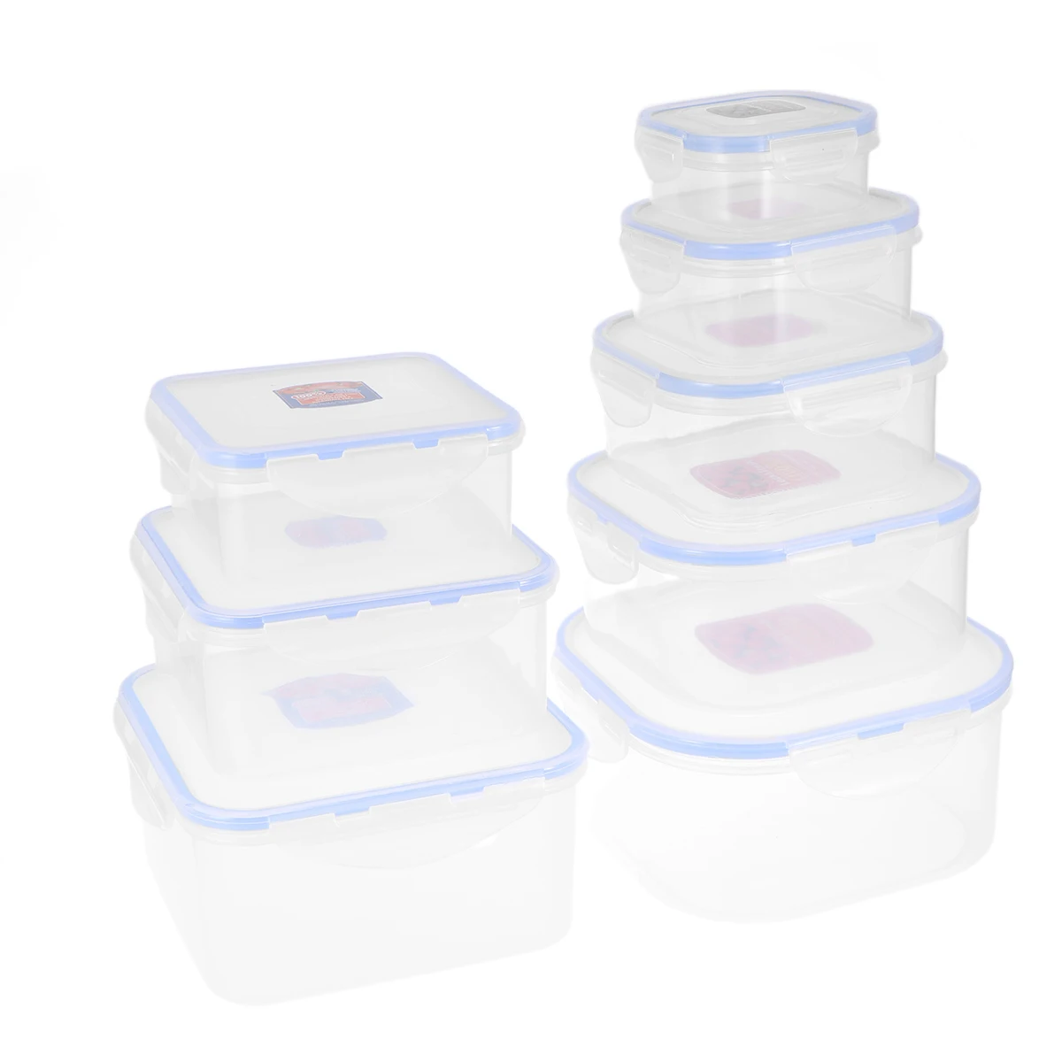 

8 Pcs Mini Lunch Box Set Reusable Food Storage Containers Square Plastic Stackable Easy Carry Picnic Home Organization