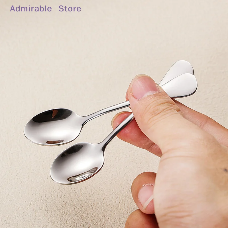 w3/5Pcs Stainless Steel Mini Coffee Scoops Spoon Coffee Tea Ice Cream Spoons Dessert Spoon Couple Kitchen Tools
