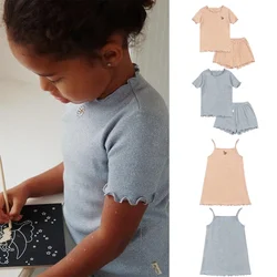 Summer KS Children's Clothing Baby Girls Cherry T Shirts + Shorts 2 Pcs Set Kids Cotton Slip Dress Toddler Girls Clothes 1-9Yrs
