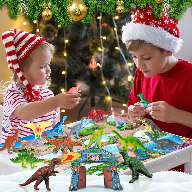 Advent calendar 2024 Christmas dinosaur scene Advent calendar, countdown to 24 dinosaur number toy set