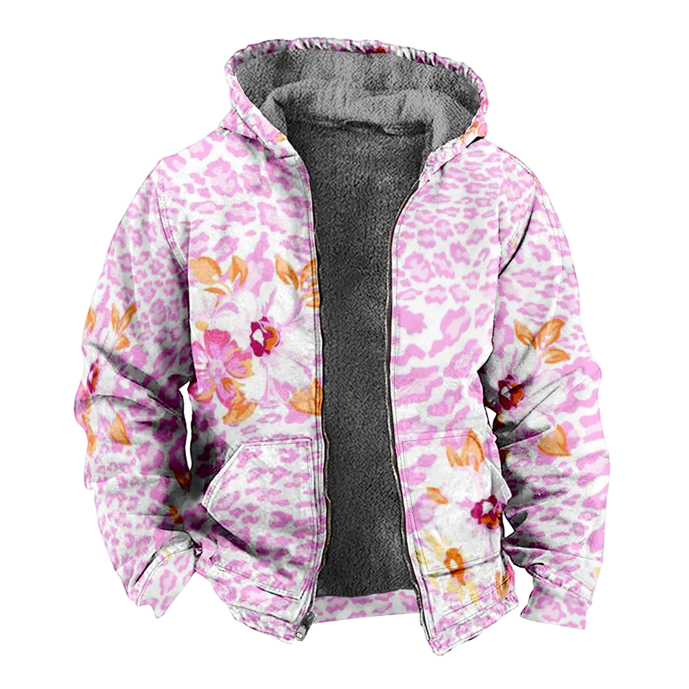 Abrigos de chaquetas de invierno para hombre, ropa de algodón con estampado de leopardo flora, abrigo deportivo HIP HOP para el hogar