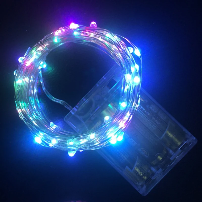 

50/100LEDs AA Battery Powered LED Christmas Light String Fairy Silver Line LED String for Holiday Wedding Party Decoration