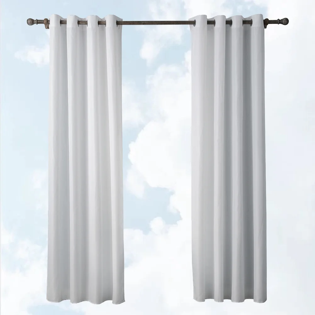 Solid Color Oxford Curtains White Room Darkening Window Covering for Home Office Hotel Living Room Easy Slide Smooth Operation