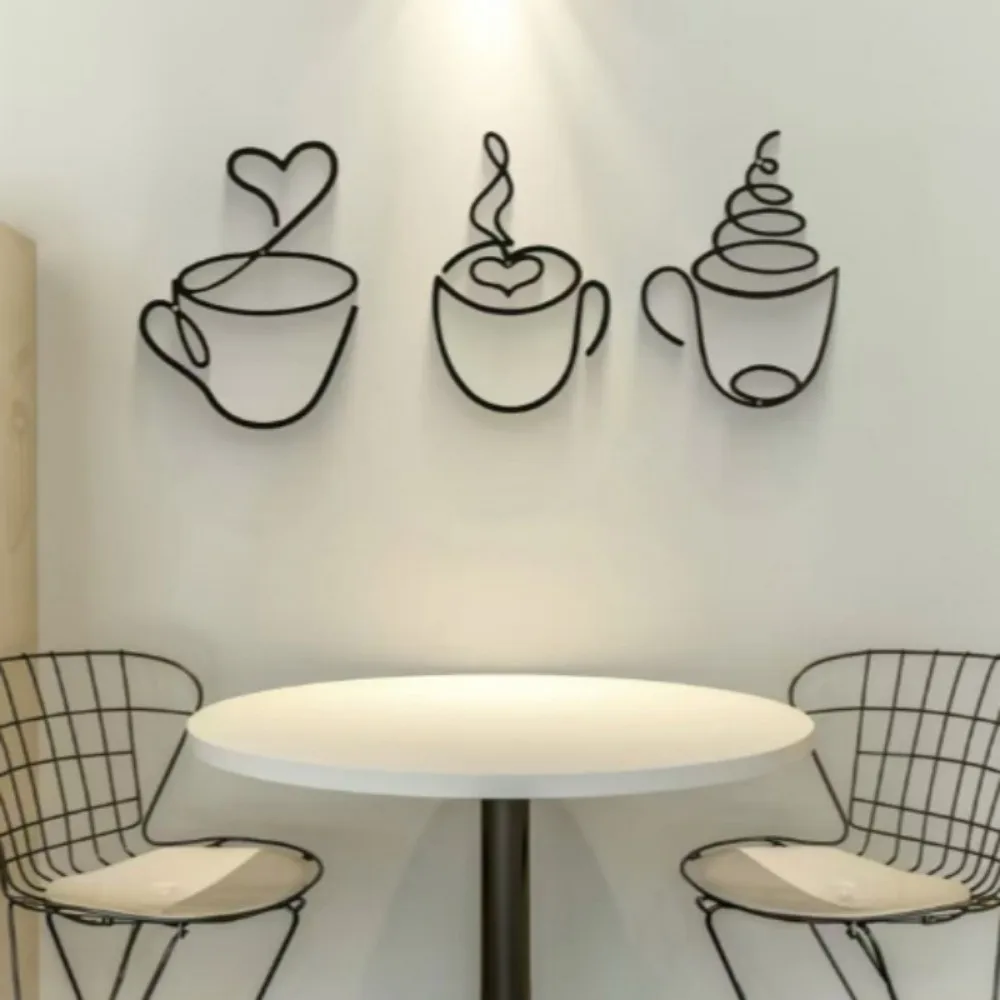3pcs Coffee Bar Sign Minimalist Coffee Cup Wall Hangings Creative Nordic Style Coffee Shop Decorations Ornaments Wall Art Home