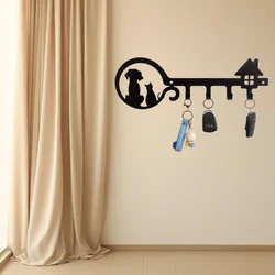 1pc Metal Wall Mounted Storage Rack Dog Cat House Design Key Holder, Wall Hanging Storage Key Holder Towel Rack Wall Hanging