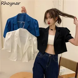 Blazers Women Solid Thin Summer Crop Cool Sexy Streetwear College Ulzzang Design Basic All-match Mujer De Moda Hot Sale Casual