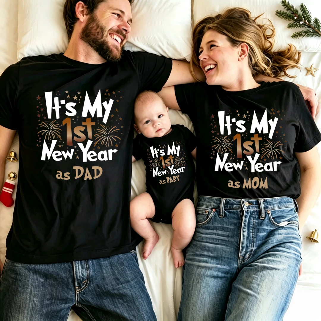 It's My 1st New Year As Dad Mom Brother Sister Family Matching Outfits Father Mother Kids Shirt Matching Baby Romper Family Look