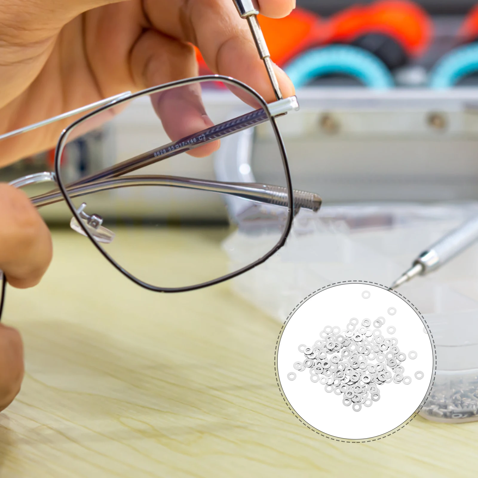 

200Pcs Rimless Glasses Washers Metal Flat Inserts for Eyeglass Frame Repair Optical Gaskets Hardware Accessories