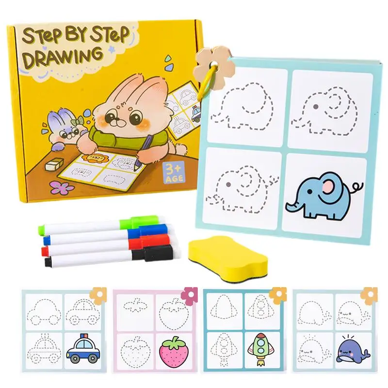 

Write And Wipe Book For Toddler Easy Drawing Book For Kids Ages 3-5 Novelty Stick Figure Drawing Exercise Card Preschool