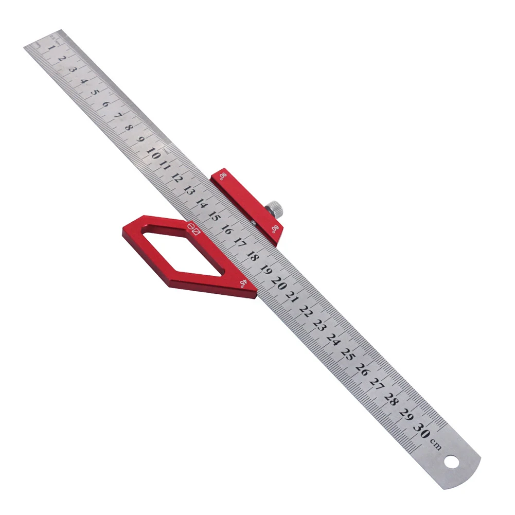 Angle Scriber with Steel Ruler and Positioning Block for Accurate Marking and Measurements in Woodworking and Craft Projects