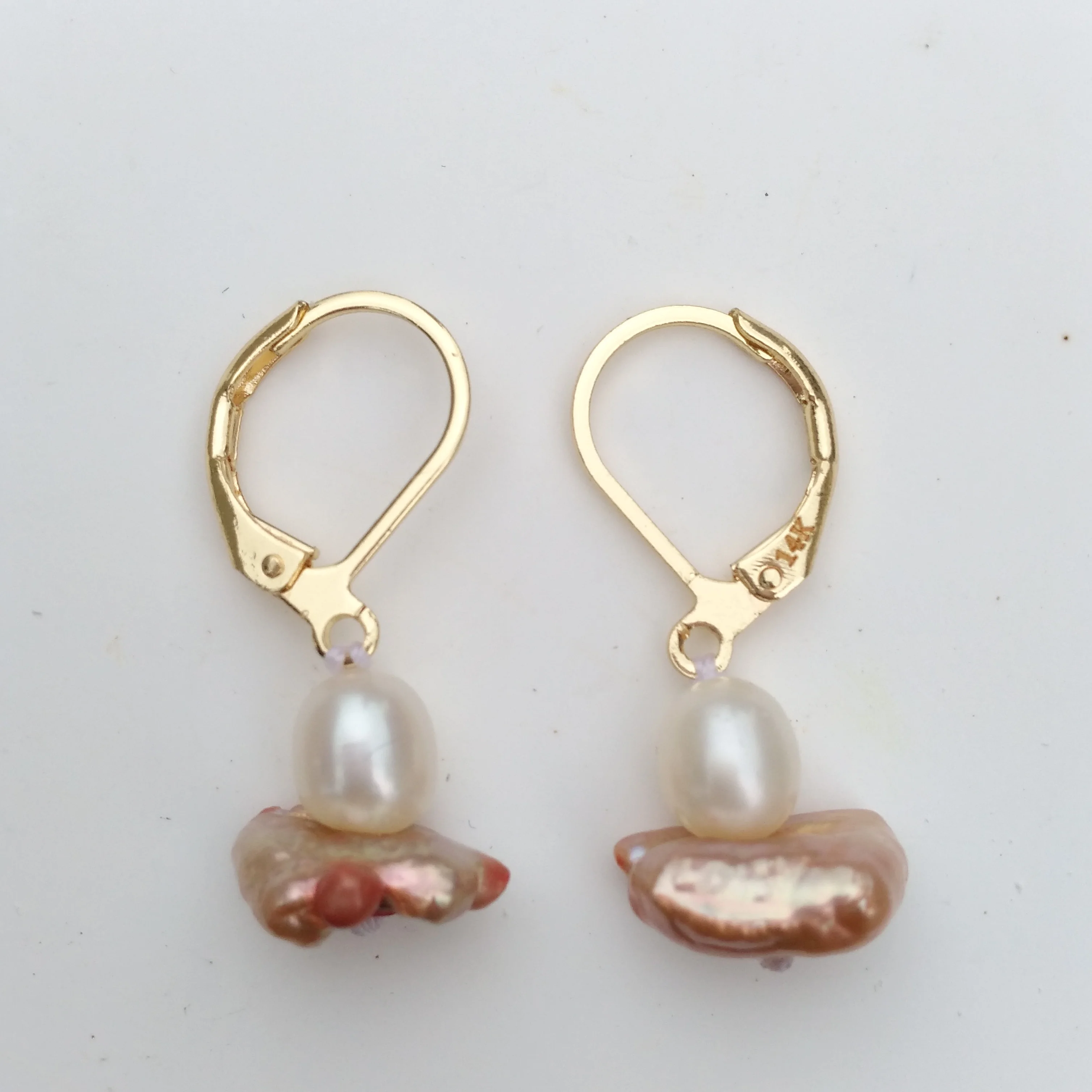 

RARE Pretty Perfect AAA+ WHITE PINK Natural Pearl Earring Wedding, Valentine's Day, Mother's Day, Father's Day, Enga
