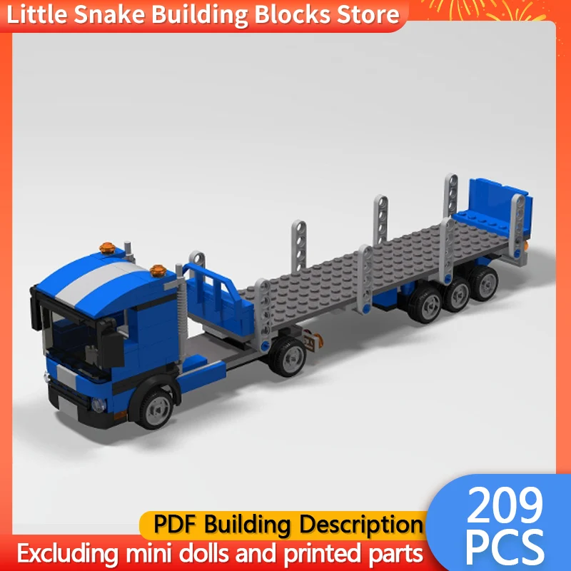 City Car Model MOC Building Bricks Flatbed Transport Semi-Trailer Modular Technology Gifts Holiday Assemble Children Toys Suit